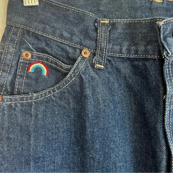 vintage ROEBUCK & CO Jeans Talon 42 Zipper Rainbow Embroidery on Pocket Size XS - Picture 6 of 14